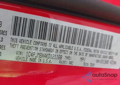 2019 Jeep Cherokee Trailhawk 4X4 z USA, uszkodzony, nr VIN 1C4PJMBX4KD121168